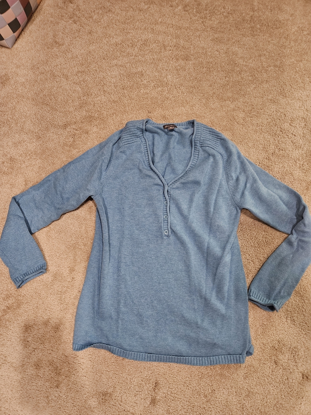 Eddie Bauer Light Blue Knit Henley Sweater